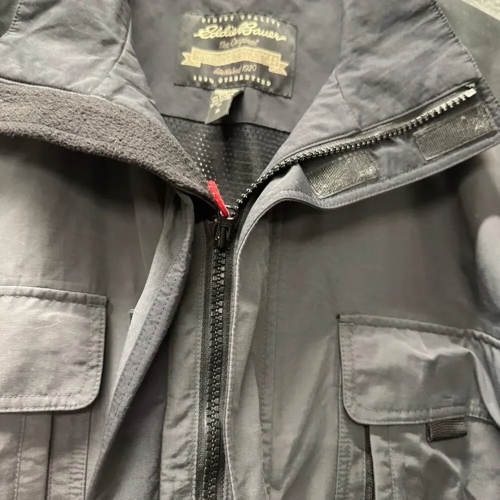 Eddie Bauer WeatherEdge Jacket Mens XLT Gray Full Zip Nylon Outdoor + Pockets‎